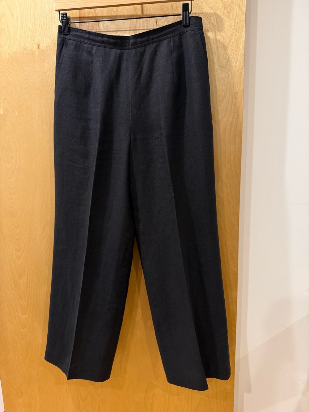 Talbots Black Linen Flat-Front Wide-Leg pants with liner